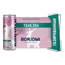 Газированный напиток Borjomi Flavored на основе минеральной природной воды с ароматами вишни и граната 0,33 л