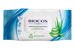 Бумага туалетная влажная Biocos для всей семьи с клапаном 80 шт