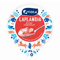 Йогурт Valio Viola Laplandia сливочный с клубникой и кусочками печенья 7% СЗМЖ 180 г